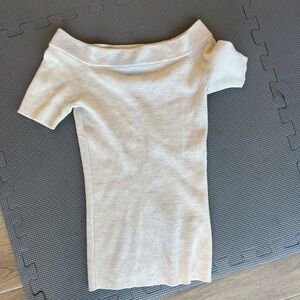 All Saints Off-Shoulder Beige sweater top